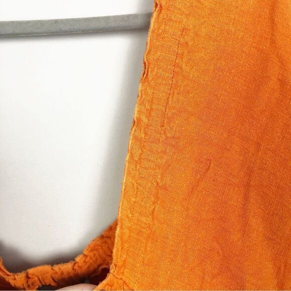 NICHOLAS | Orange Linen Blend Prairie Style Midi Dress Women’s Size 10 - Picture 11 of 13